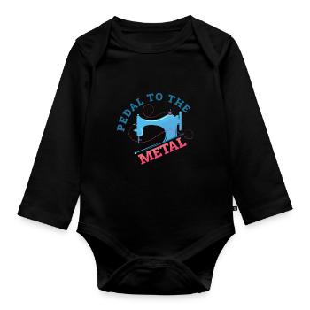 Pétale à la couturière en métal Couturière - Body Bébé bio manches longues - noir - Devant
