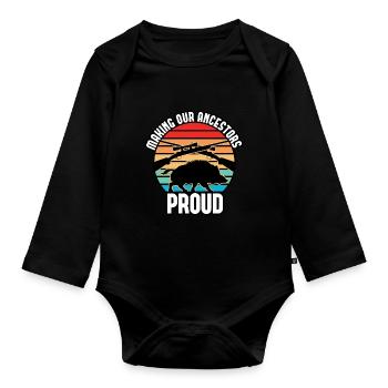 Boar Hunting - Making Our Ancestors Proud - Organic Longsleeve Baby Bodysuit - black - Front