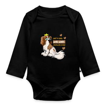 Just A Girl Who Loves Cavalier Dogs - Organic Longsleeve Baby Bodysuit - black - Front