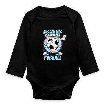 Ich Muss Zum Fußball - Baby Bio-Langarm-Body - Schwarz - Vorne