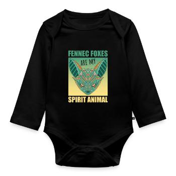 Cute Desert Fox Gift for Girls Kids - Organic Longsleeve Baby Bodysuit - black - Front