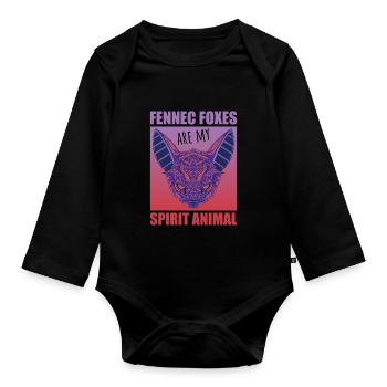 Cute Desert Fox Gift for Girls Kids - Organic Longsleeve Baby Bodysuit - black - Front
