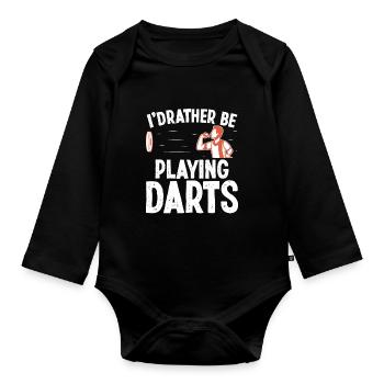 I'd rather be playing darts - Baby Bio-Langarm-Body - Schwarz - Vorne