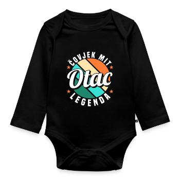 Serbien Vater Otac Srpski Balkan Papa Srbija - Baby Bio-Langarm-Body - Schwarz - Vorne