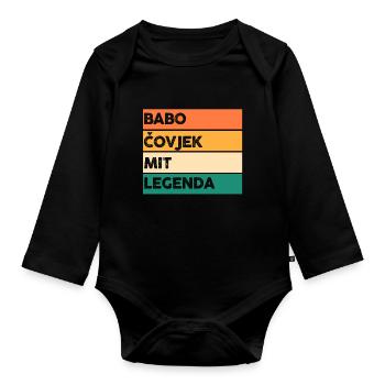 Babo Bosnien Vater Bosnischer Papa Balkan Bosna - Baby Bio-Langarm-Body - Schwarz - Vorne