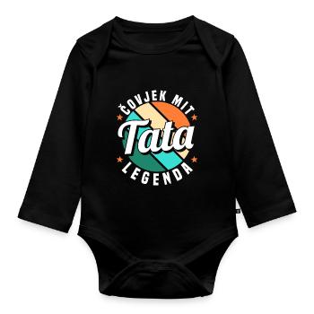 Serbien Vater Otac Srpski Balkan Papa Srbija - Baby Bio-Langarm-Body - Schwarz - Vorne