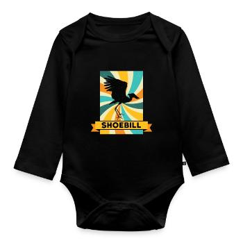 Shoebill Schuhschnabel Vogel Ornitologe - Baby Bio-Langarm-Body - Schwarz - Vorne