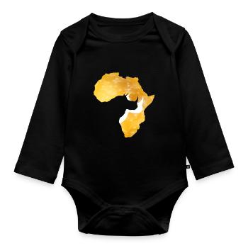 Rhino Afrika Africa - Baby Bio-Langarm-Body - Schwarz - Vorne