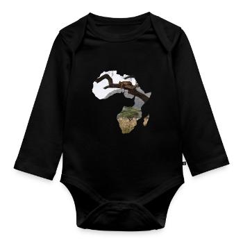 Afrika Madagaskar Serengeti Löwe - Baby Bio-Langarm-Body - Schwarz - Vorne