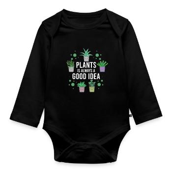 Nous plante toujours une bonne idée - Body Bébé bio manches longues - noir - Devant