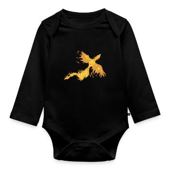 Phoenix Bird Mythical Creatures - Organic Longsleeve Baby Bodysuit - black - Front