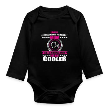 Speech therapist mom - Organic Longsleeve Baby Bodysuit - black - Front