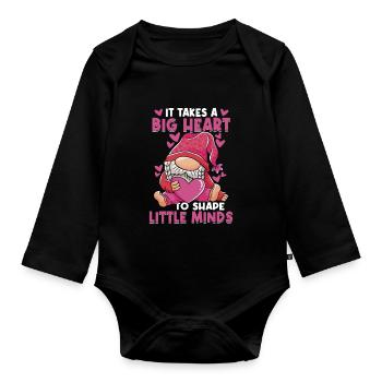 Cute Teacher Heart - Organic Longsleeve Baby Bodysuit - black - Front