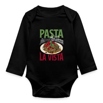 Pasta la vista - Baby Bio-Langarm-Body - Schwarz - Vorne