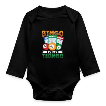 Jeu de cartes de bingo Grand-mère Joueur de bingo Cartes de bingo - Body Bébé bio manches longues - noir - Devant
