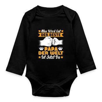 Vatertag Papa Alles wird gut der beste Papa - Baby Bio-Langarm-Body - Schwarz - Vorne