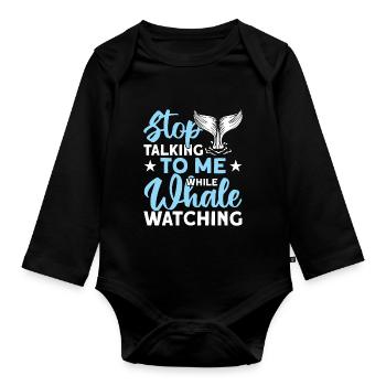 Whale Watching Whale Watching Orca Blue Whale - Organic Longsleeve Baby Bodysuit - black - Front