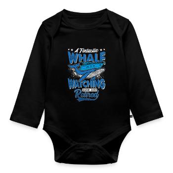 Whale Watching Whale Watching Orca Blue Whale - Organic Longsleeve Baby Bodysuit - black - Front