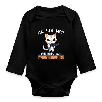 Lebe Liebe Lache Wenn das nicht hilft lade ziele - Baby Bio-Langarm-Body - Schwarz - Vorne