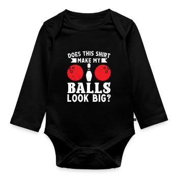 Bowling Balls - Funny Bowler - Baby Bio-Langarm-Body - Schwarz - Vorne