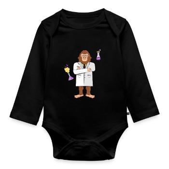 Bigfoot Scientist - Organic Longsleeve Baby Bodysuit - black - Front
