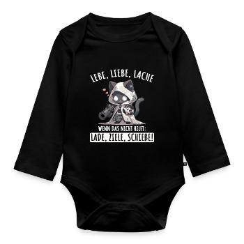 Lebe Liebe Lache Wenn das nicht hilft lade ziele - Baby Bio-Langarm-Body - Schwarz - Vorne