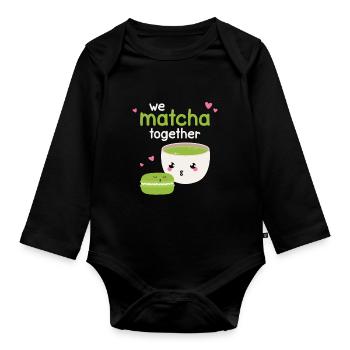We Matcha Together Love Japan - Organic Longsleeve Baby Bodysuit - black - Front