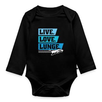 Whale Watching Whale Watching Orca Blue Whale - Organic Longsleeve Baby Bodysuit - black - Front
