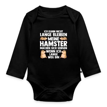 Nagetier Hamsterbesitzer Hamster - Baby Bio-Langarm-Body - Schwarz - Vorne
