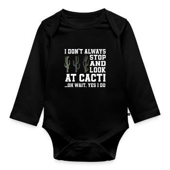 Funny Saguaro Cactus Lover Gift - Organic Longsleeve Baby Bodysuit - black - Front