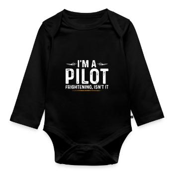 Funny Aviator saying - Baby Bio-Langarm-Body - Schwarz - Vorne