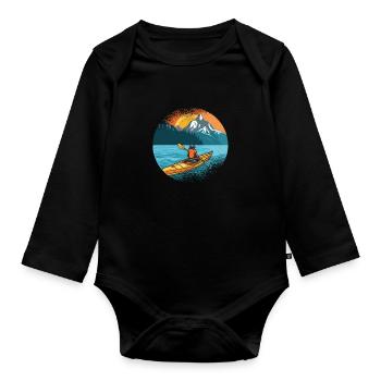 KAYAKS CANOE RAFTING BOAT Kayaking Paddling-paddle - Organic Longsleeve Baby Bodysuit - black - Front