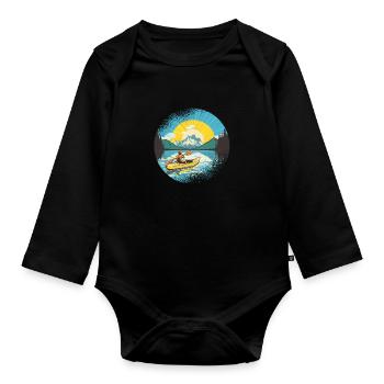KAYAKS CANOE RAFTING BOAT Kayaking Paddling-paddle - Organic Longsleeve Baby Bodysuit - black - Front