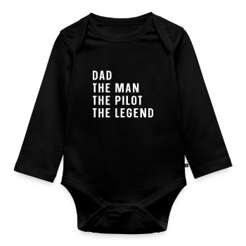 Dad Man Airplane saying - Baby Bio-Langarm-Body - Schwarz - Vorne
