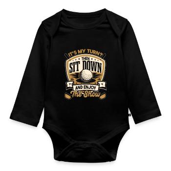 Funny Golf Dad Golfing Gift - Organic Longsleeve Baby Bodysuit - black - Front