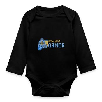 Père-fect papa fête des pères gamer jeux-vidéos - Body Bébé bio manches longues - noir - Devant