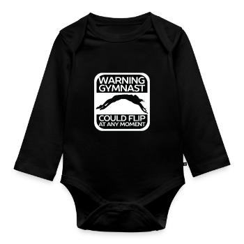 Warning Gymnast Gymnastics Gymnastics Turner - Organic Longsleeve Baby Bodysuit - black - Front