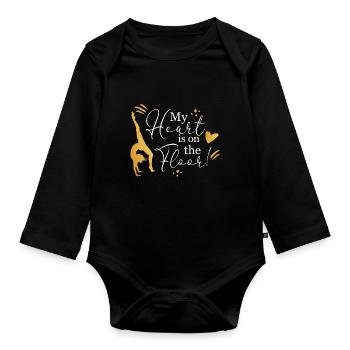 Heart Is On The Floor Gymnastik Turnen - Baby Bio-Langarm-Body - Schwarz - Vorne