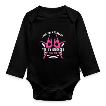 IM A Gymnast Gymnastics Gymnastics Turner - Organic Longsleeve Baby Bodysuit - black - Front