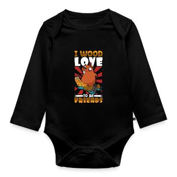 Beaver Fan Beaver Lover Funny Beaver Gift - Organic Longsleeve Baby Bodysuit - black - Front