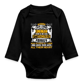 Lineman Behind Every Strong Lineman - Organic Longsleeve Baby Bodysuit - black - Front