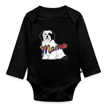 Lhasa Apso Lhasa Apso Mama - Organic Longsleeve Baby Bodysuit - black - Front