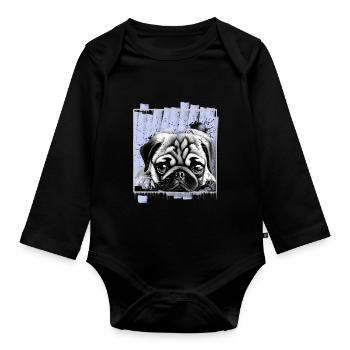 Chien carlin - Body Bébé bio manches longues - noir - Devant