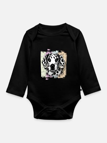 Dalmatiner - Baby Bio-Langarm-Body - Schwarz
