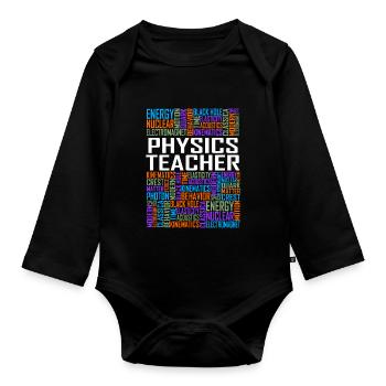 Physics Teacher Words - Organic Longsleeve Baby Bodysuit - black - Front