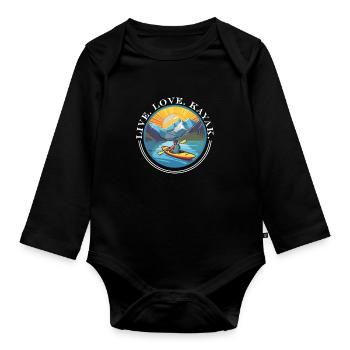 KAYAKS CANOE RAFTING BOAT Kayaking Adults-paddle - Organic Longsleeve Baby Bodysuit - black - Front