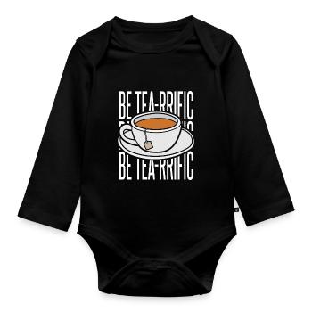 Drôle de cadeau d’amateur de thé - Body Bébé bio manches longues - noir - Devant