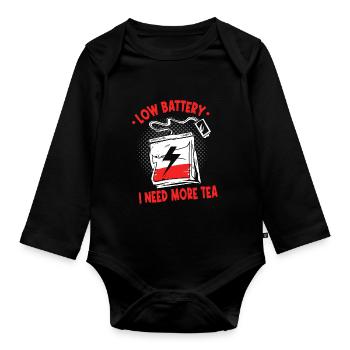 I need more tea | Teabag | Funny Tea Infusion - Organic Longsleeve Baby Bodysuit - black - Front