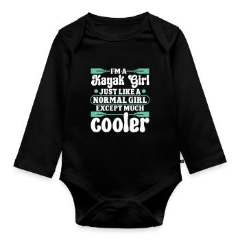 Je suis une fille avec kayak juste une fille normale - Body Bébé bio manches longues - noir - Devant