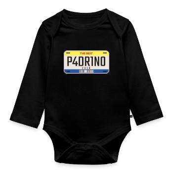 Mexican Godfather Car Plate Best Padrino De Boda - Organic Longsleeve Baby Bodysuit - black - Front